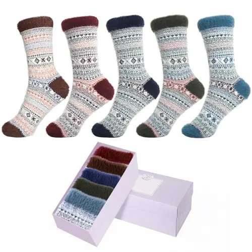 Flauschige Frauen-Winter-Socken 5er Pack, Warm & Gemütlich