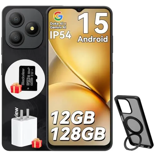 Blackview Wave 9C Smartphone ohne Vertrag, 12GB+128GB, 6.56", 5000mAh, 13MP Kamera, IP54, inklusive 32GB TF Karte
