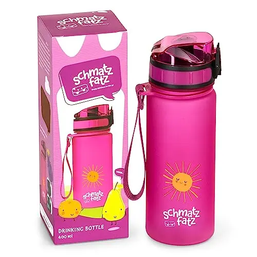Schmatzfatz Kinder Trinkflasche 400ml, Auslaufsicher mit Fruchteinsatz, BPA-frei, Ideal für Schule und Kindergarten