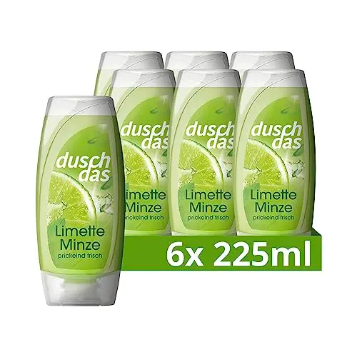 Duschdas Duschgel Limette Minze - Erfrischendes Duschbad 6 x 225 ml