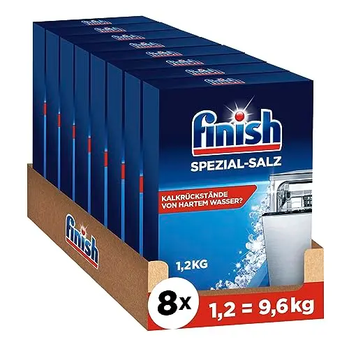 Finish Spezial-Salz – Spülmaschinensalz zum Schutz vor Kalk – 8 x 1,2 kg