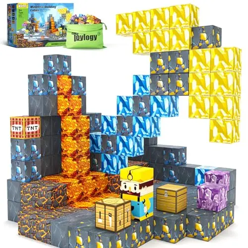 Toylogy Magnetische Bausteine - Welt Edition Mine für Kinder ab 3 Jahren, Montessori Outdoor Spielzeug