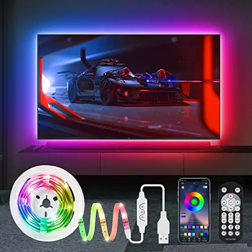 HUEMIHUI LED TV Hintergrundbeleuchtung, 4m Dream Color LED Streifen mit Fernbedienung, USB betrieben, für 55-70 Zoll TVs