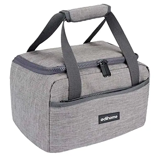 edihome Kühltasche Klein, Lunchbag, faltbar, 8L, isolierte Thermo Lunchbox für Arbeit, Camping & Reisen (Grau)