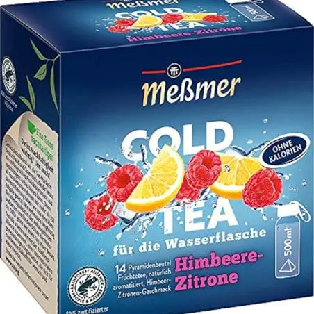 Meßmer Cold Tea Himbeere-Zitrone ohne Zucker - 14 Pyramidenbeutel