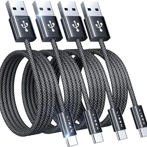 LISEN USB-C Ladekabel 4 Stück, 0.5M/1M/2M, 3.2A Schnellladung für iPhone und Samsung Galaxy