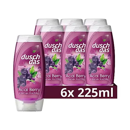 Duschdas Duschgel Acai Berry - Erfrischendes Duschbad mit Fresh-Energy-Duft, 6 x 225 ml