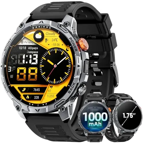 Haulvean Militär-Smartwatch für Herren, IP68 wasserdicht, mit 1,75
