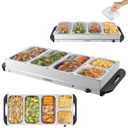 Steinborg® Buffetwärmer mit Deckel, 10 l, 450 W, Warmhalteplatte für Speisen, Catering, Chafing Dishes