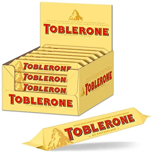 Toblerone Schokolade Riegel – Schweizer Milchschokolade mit Honig- und Mandelnougat – 24 x 35g