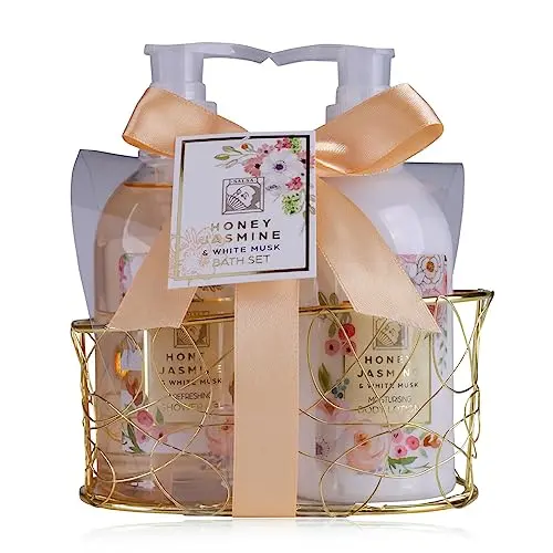 Accentra Duschset für Frauen im Drahtkorb – 2-teiliges Geschenkset mit Duschgel und Bodylotion – Wellness Geschenk zum Geburtstag, Valentinstag & Weihnachten