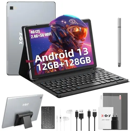 XGODY 10,1 Zoll 4G LTE Octa-Core Android 13 Tablet mit 12GB RAM, 128GB Speicher und Tastatur