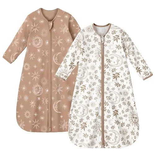 Unnivoll 2er Pack Baby Schlafsack Sommer 0.5 Tog 100% Baumwolle für 0-6 Monate Neugeborene Weiß