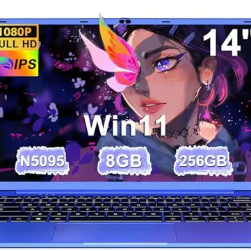 Ruzava 14 Zoll Laptop - FHD IPS, Win11, Celeron N5095, 8GB RAM, 256GB SSD, 5G WiFi, QWERTY - Violett