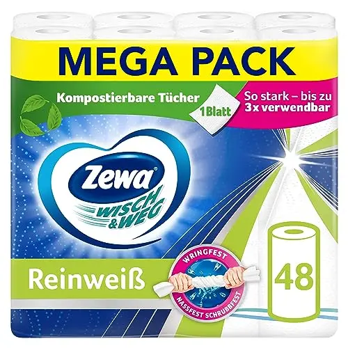 Zewa WischundWeg Küchenrolle Reinweiss, 48 Stück