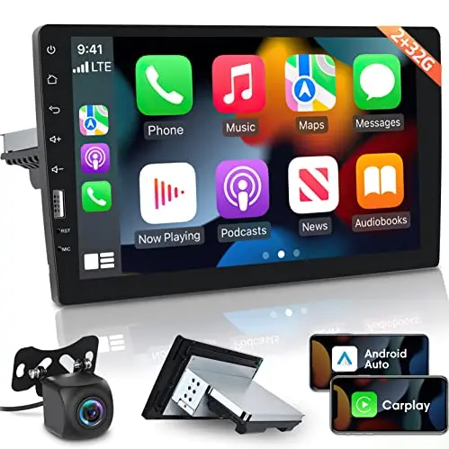 1 Din Android Autoradio 9 Zoll Touchscreen mit CarPlay, Android Auto, GPS und Rückfahrkamera
