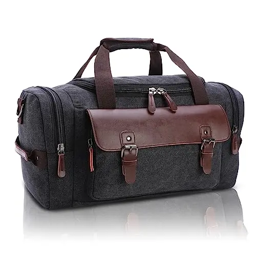 TAN.TOMI Canvas Reisetasche Herren 20-35L - Sporttasche mit verstellbarem Schultergurt und 5 Taschen