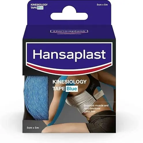 Hansaplast Kinesiologie Tape, wasserfest, lindert Muskelschmerzen, unterstützt Gelenke und Muskeln, Blau