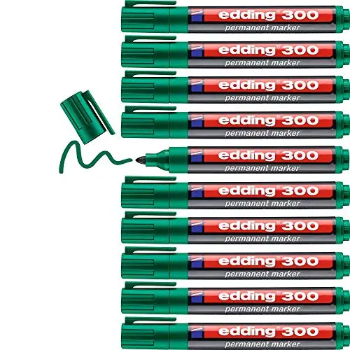 edding 300 Permanentmarker - grün - 10 Stifte - wasserfest und schnell-trocknend