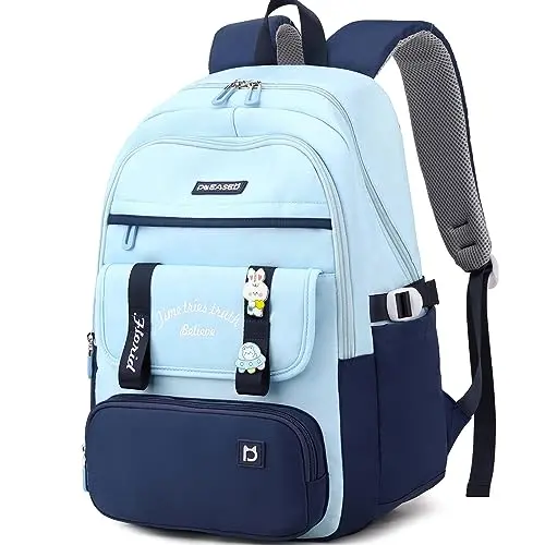Myhozee Schulrucksack für Jungen und Mädchen - Wasserdicht, groß, ideal für Schule und Alltag, Blau