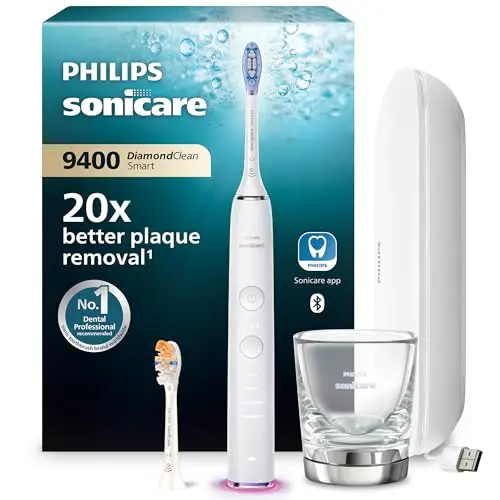 Philips Sonicare DiamondClean Smart 9400 elektrische Zahnbürste mit App, 4 Putzmodi und Drucksensor - Weiß