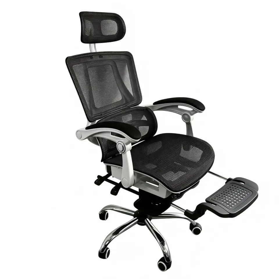 Future Warrior Gamingstuhl mit ergonomischer Lendenstütze, atmungsaktivem Netzstoff, breitem Sitz, Fußstütze und stabilem Design – Weiß