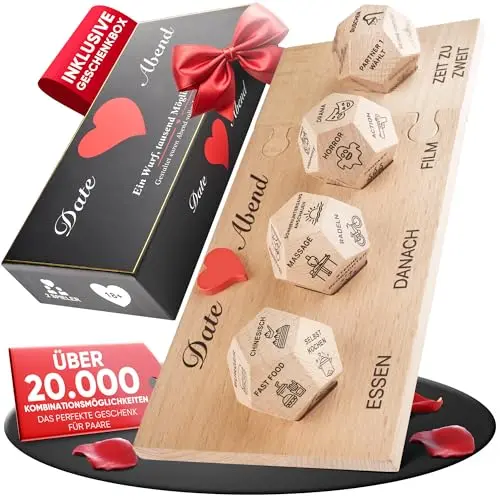Date Ideen Würfel für Paare - Geschenk für Jahrestag, Valentinstag & Weihnachten