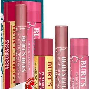 Burt's Bees Lippenpflege-Geschenkset für Frauen mit Granatapfel, Hibiscus und Pfingstrose