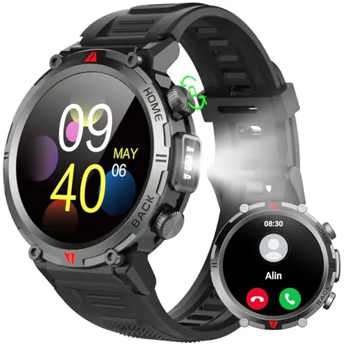 IFMDA Smartwatch für Herren und Damen mit Telefonfunktion - 1,45" LCD Fitnessuhr mit Herzfrequenz- und Schlafmonitor