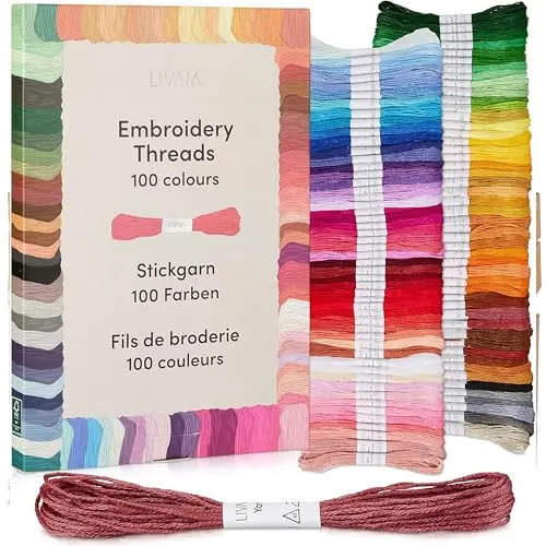 Stickgarn Set 100 Farben – Garn zum Sticken, Häkeln, Basteln – Nähgarn von LIVAIA