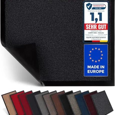 Carpet Diem Fußmatte - rutschfeste Schmutzfangmatte für Innen & Außen, Anthrazit 90x150 cm