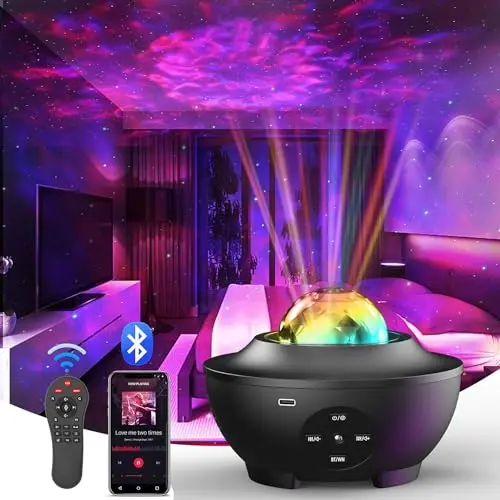 Star Projector mit Bluetooth Lautsprecher – Farbige Galaxy Lichtprojektionen für Schlafzimmer & Kinder