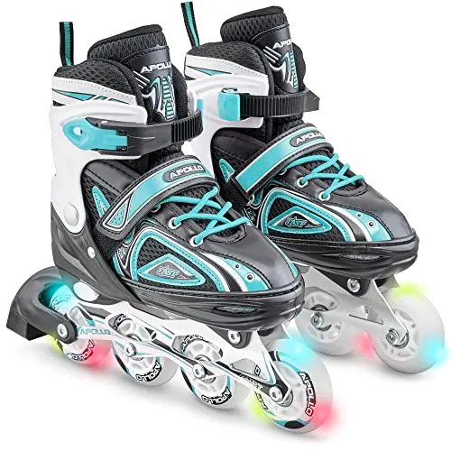 Apollo Super Blades - Verstellbare Inline Skates für Damen und Kinder, LED Inliner in Größen 31–42