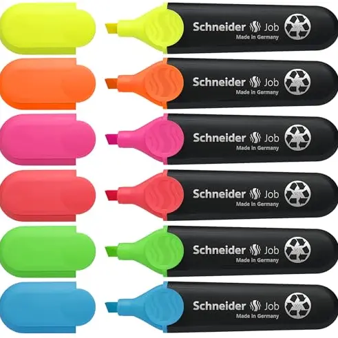 Schneider Job 150 Textmarker, 6 Farben, mit Keilspitze, umweltfreundlich mit Blauer Engel