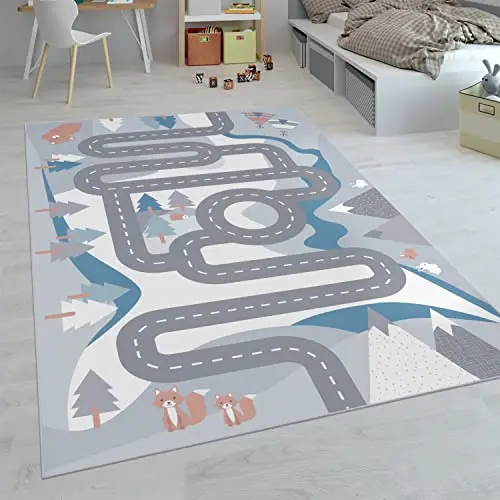 Paco Home Kinderteppich rutschfest für Jungen und Mädchen, 100x200 cm, Creme