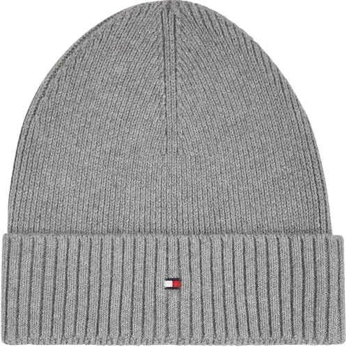 Tommy Hilfiger Herren Beanie mit Kaschmir, Mehrfarbig (Mid Grey Heather), Einheitsgröße