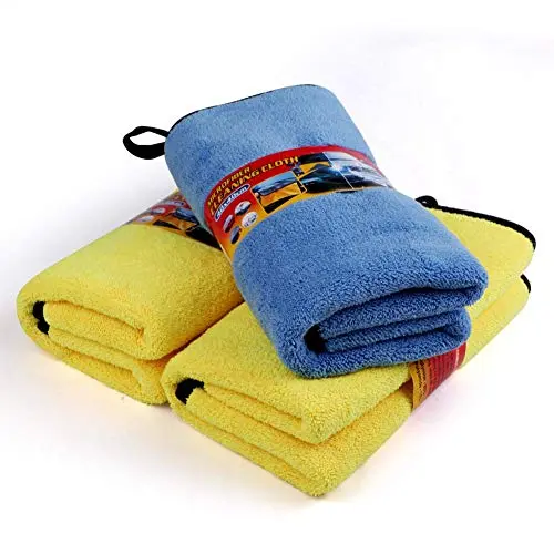 Riloer Auto-Handtuch, doppellagig & saugfähig, 30 x 30 cm, 3er Pack, Gelb