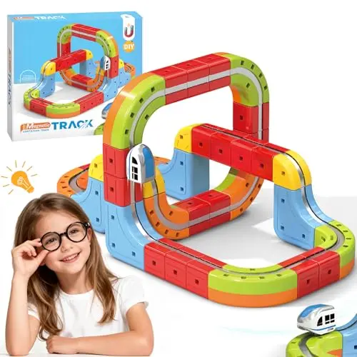 YESHIN Clickrail elektrisches Zugset, DIY Eisenbahn mit Cube-Track