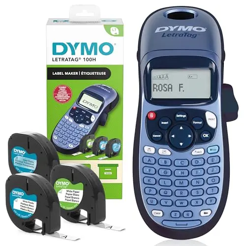 DYMO LetraTag LT-100H Handbeschriftungsgerät mit ABC-Tastatur und Etiketten für Büro & Zuhause