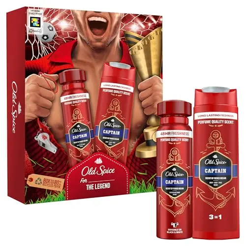 Old Spice Fußball Kulturbeutel Geschenkset für Männer mit Deodorant und Duschgel