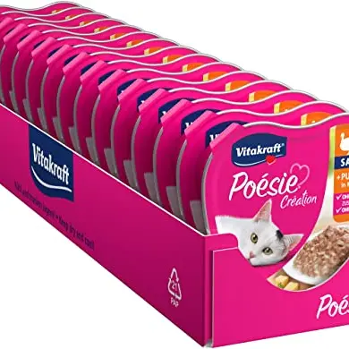 Vitakraft Poésie Nassfutter für Katzen, Pute in Käsesauce, ohne Zucker und Getreide (15x 85g)