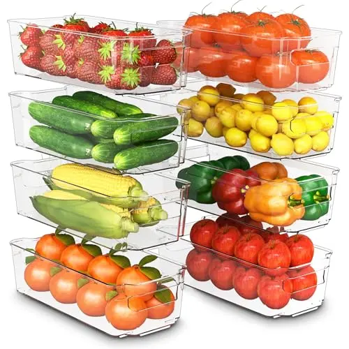 KICHLY Vorratsschrank Organizer Set - 8-teilig für Kühlschrank, Schränke, Regale und mehr (Klar)