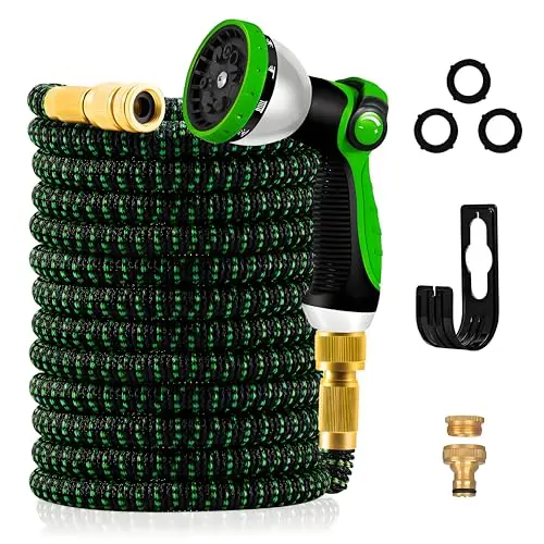 Yofidra Flexibler Gartenschlauch 30m - Strapazierfähiger 3-lagiger Wasserschlauch mit Metallanschlüssen und 10-Funktions-Spray