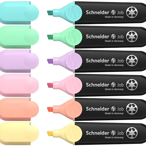 Schneider Job 150 Pastell Textmarker 6er Etui - türkis, mint, flieder, rosé, pfirsich, vanille
