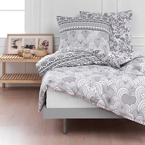 Mixibaby Bettwäsche 135x200 und 155x220, Modernes Dahlia Design, Größe 50x70 cm