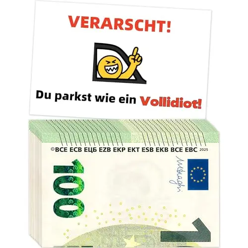 100 Falschparker-Karten im Geldschein-Design, lustige Auto Gadgets, 100 Stück, Grün, 85x55mm
