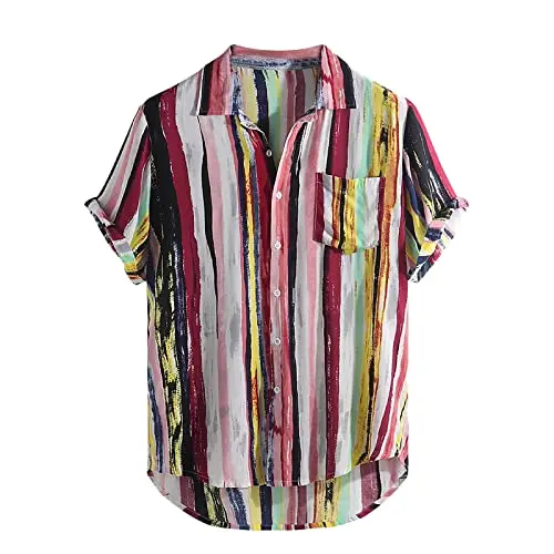 KOG Hawaii Hemd für Männer, Kurzarm, Baumwolle, Lässiges Strandhemd mit Tie-Dye Muster – Größen bis 3XL