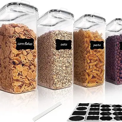Vtopmart 4L Vorratsdosen Set, luftdichte Lebensmittelbehälter für Müsli und Cornflakes, BPA-frei mit Schreibstift und Etikett