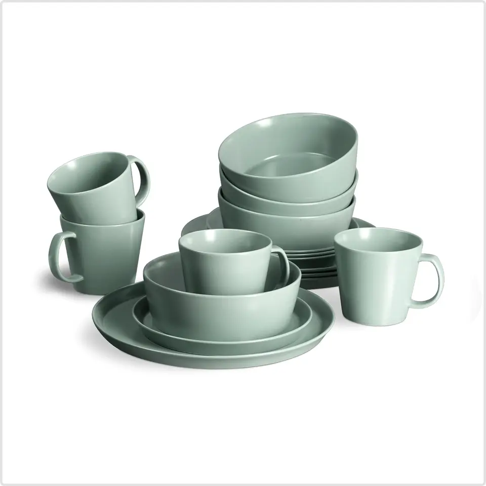 Springlane Geschirrset 16-tlg. Sweet Scandi, Mint, für 4 Personen aus New Bone Keramik