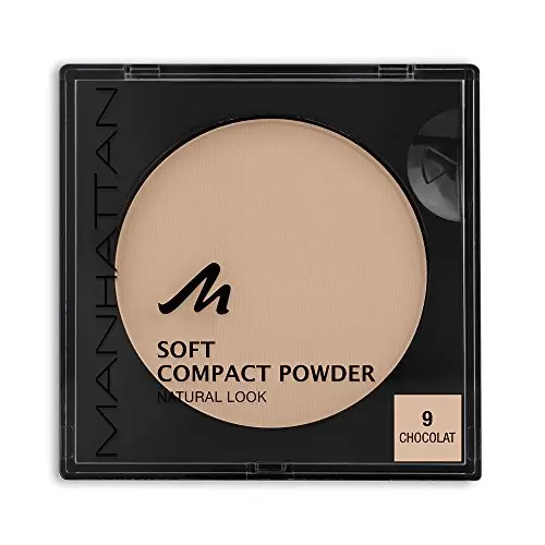 Manhattan Soft Compact Powder, helles Puder mit Puderquaste, matten und ebenmäßigen Teint, Farbe Chocolat 9, 9g